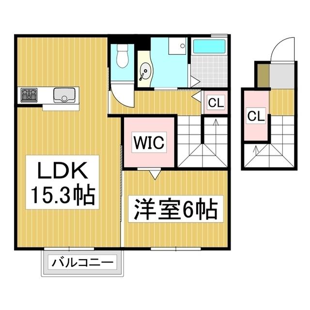 プラシード(1LDK/2階)の間取り写真