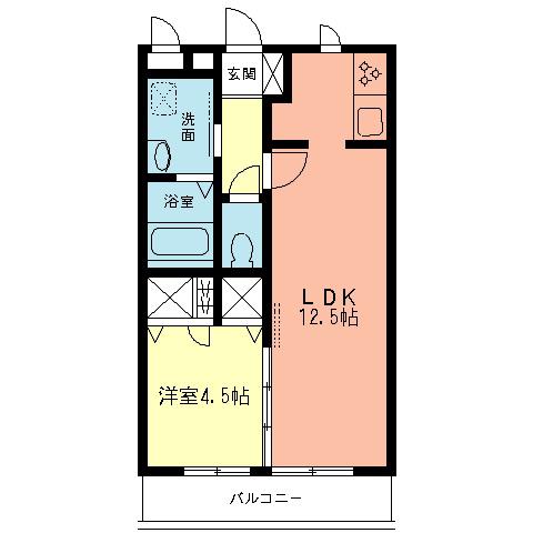 メビウス湘南(1LDK/2階)の間取り写真