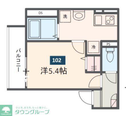 SOLANA八王子(1K/1階)の間取り写真