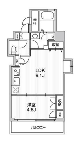 アーデンタワー立売堀(1LDK/13階)の間取り写真