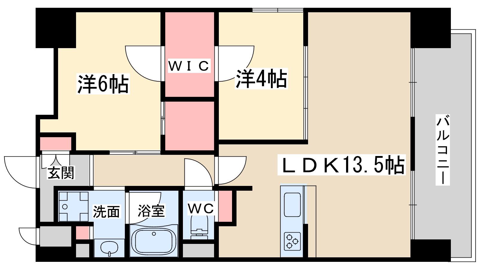 フジマン南森町(2LDK/4階)の間取り写真