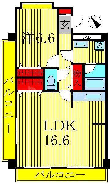 ウイングコート(1LDK/3階)の間取り写真