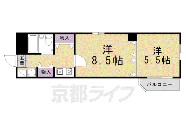 風良都II番館(2K/6階)の間取り写真