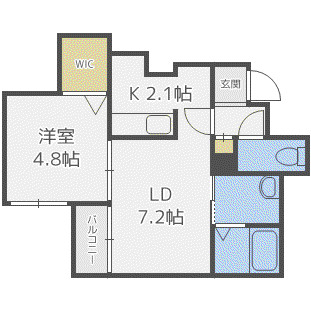 A BOND月寒T・H(1LDK/4階)の間取り写真