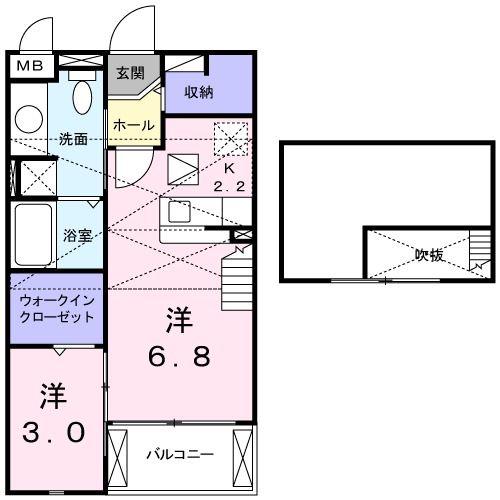 フレスクーラ(1DK/2階)の間取り写真