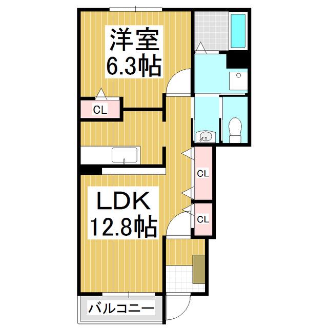 サンパティーク(1LDK/1階)の間取り写真