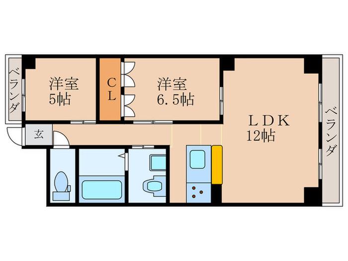 シルバーシャトー太秦(2LDK/3階)の間取り写真