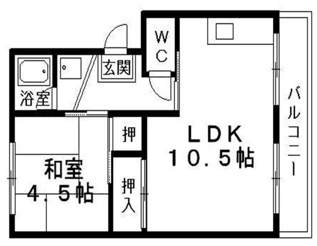 ハイツカームネス(1DK/4階)の間取り写真