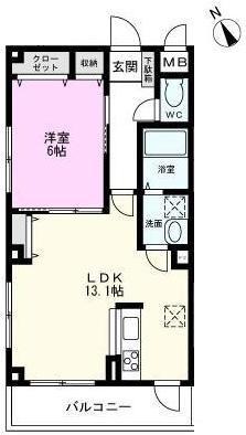 グラン9(1LDK/1階)の間取り写真