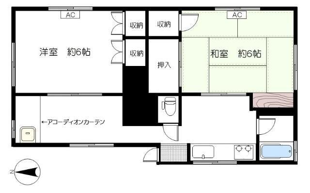 本間ハウス(2K/2階)の間取り写真