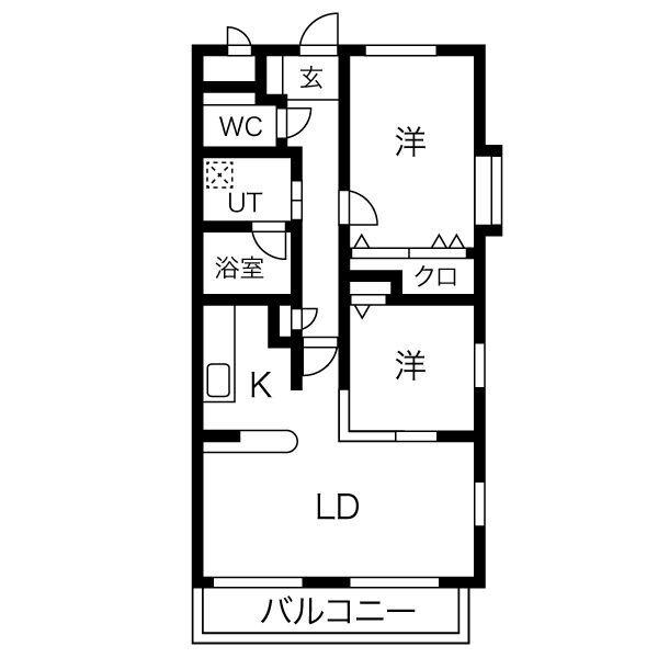 クリスタルスクエア(2LDK/1階)の間取り写真