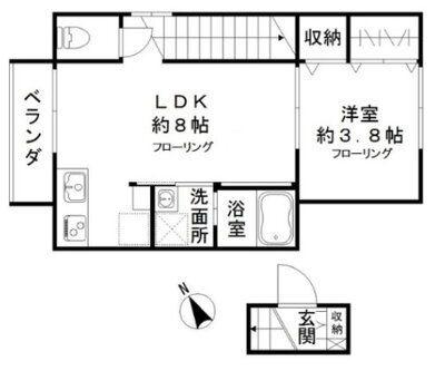 HAUOLI山王(1LDK/2階)の間取り写真