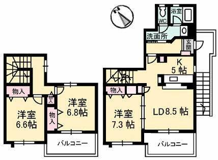 NFビレッジ A棟(3LDK/2階)の間取り写真