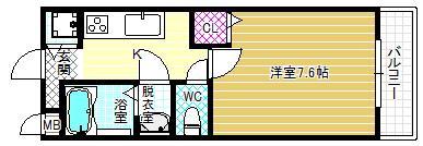 シエル金剛(1K/2階)の間取り写真