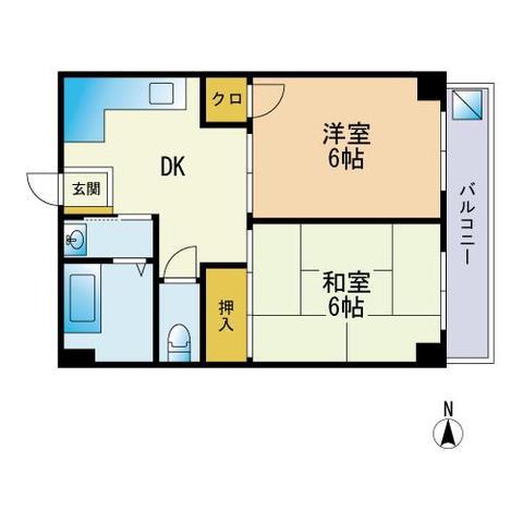 アーバン室見・原(2DK/3階)の間取り写真