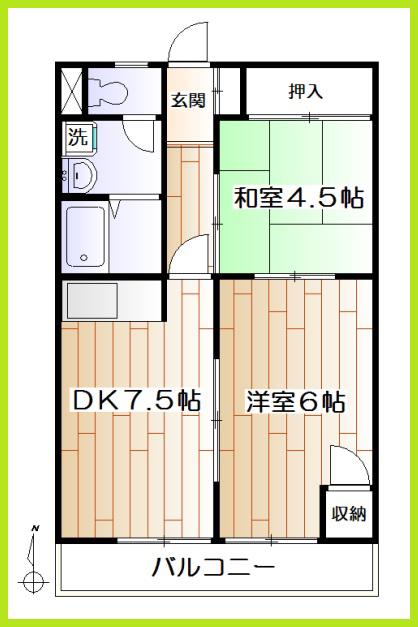 アクイライーコス(2DK/5階)の間取り写真