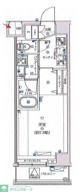 SQUARE CITY 東白楽 MAXIV(1K/7階)の間取り写真