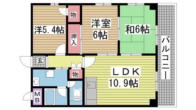 グランドメゾン中山手(3LDK/5階)の間取り写真