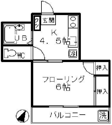 末広ビリジアン(1K/1階)の間取り写真