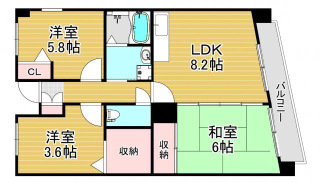 ヴェローノ出来島(2LDK/2階)の間取り写真