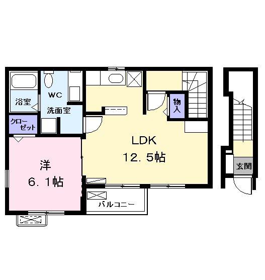 プリムローズやなせ(1LDK/2階)の間取り写真