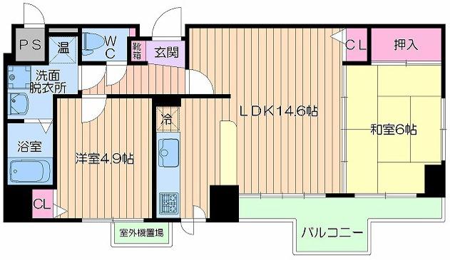 KM山坂(2LDK/10階)の間取り写真
