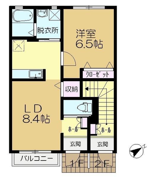 アンジェロB棟(1LDK/1階)の間取り写真