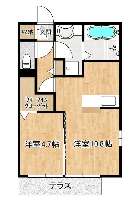スプランディードシンフォニーA棟(1LDK/2階)の間取り写真