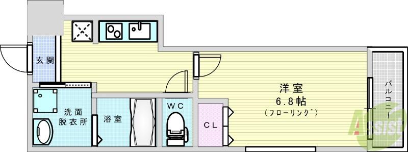 フジパレス下新庄駅南Ⅱ番館(1K/3階)の間取り写真