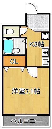 クィーンズ渡辺(1K/2階)の間取り写真