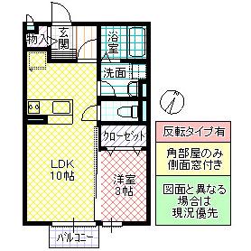 プランドール(1LDK/2階)の間取り写真