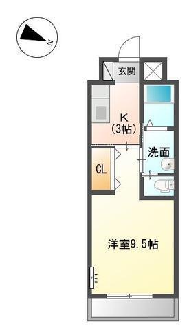 ベルモンターニュ(1K/5階)の間取り写真
