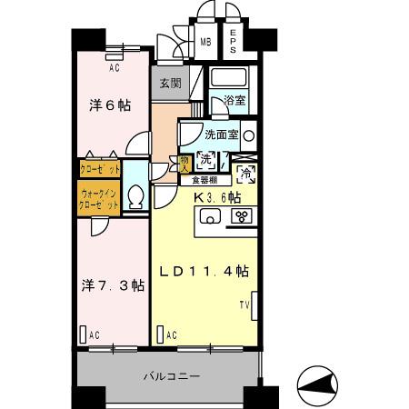 ロイヤルパークス西新井(2LDK/3階)の間取り写真