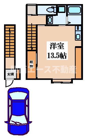 高井田本通2丁目ガレージハウス(ワンルーム/1階)の間取り写真