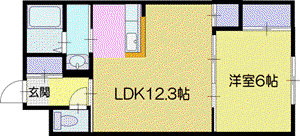 東野幌本町5-43MS(1LDK/4階)の間取り写真