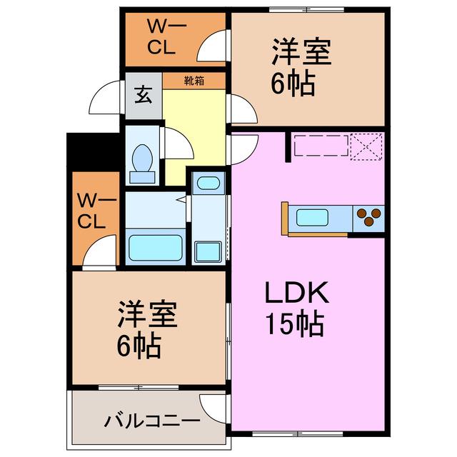 LA LA TAKASAKA(2LDK/2階)の間取り写真