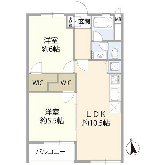 上北沢コーポラス(2LDK/3階)の間取り写真