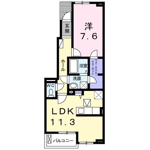 ブルーノート(1LDK/1階)の間取り写真