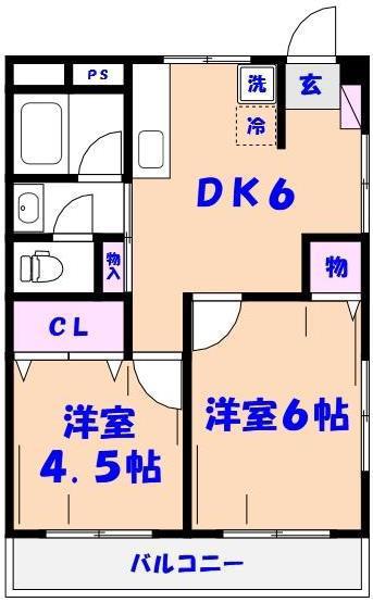 秀栄マンション(2DK/3階)の間取り写真