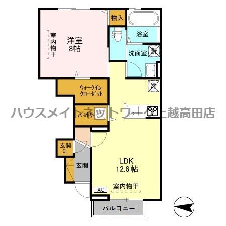 ル.グランデ東城(1LDK/1階)の間取り写真