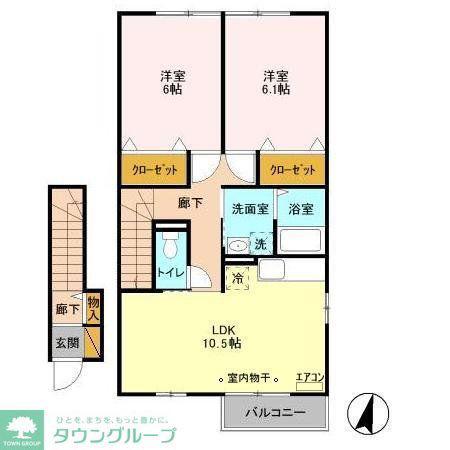 ジュネス(2LDK/2階)の間取り写真