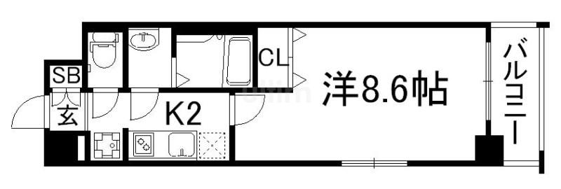 ベラジオ五条堀川II(1K/3階)の間取り写真