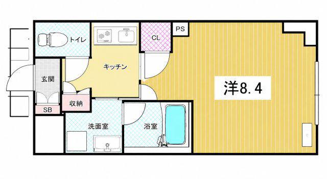 アルグラッド野田阪神(1K/2階)の間取り写真