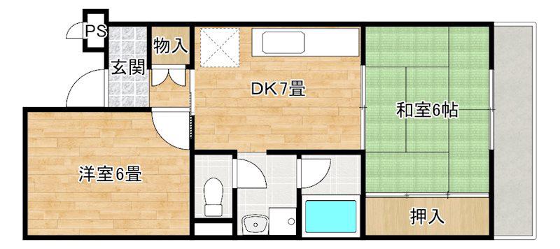 ロイヤルコーポ忠岡(2DK/4階)の間取り写真
