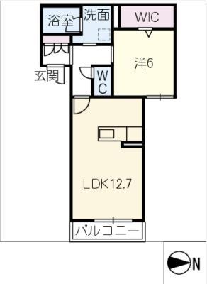 コンフォール大同町B(1LDK/2階)の間取り写真