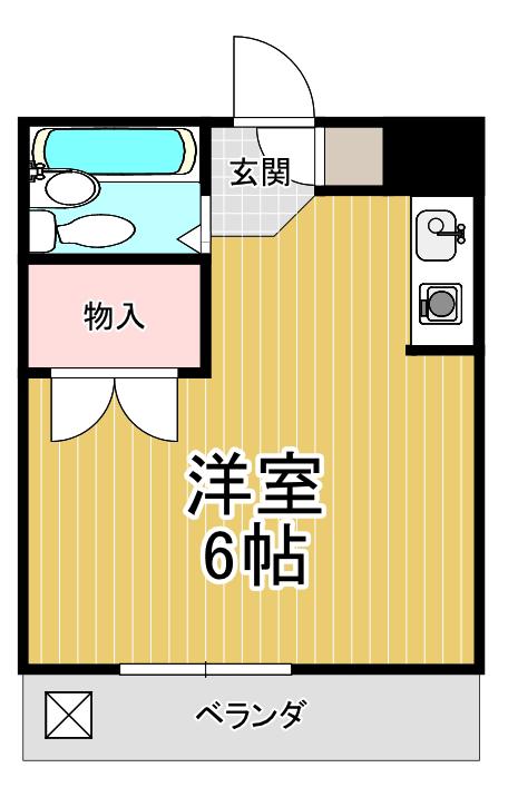 仁川ロイヤルハイツ(ワンルーム/1階)の間取り写真