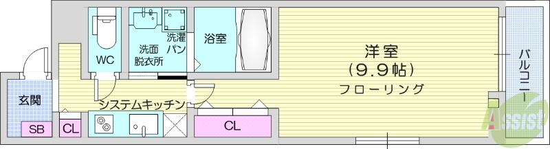 クラールⅡ(1K/1階)の間取り写真