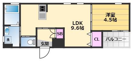 フィアスコート松之浜Ⅱ(1LDK/2階)の間取り写真