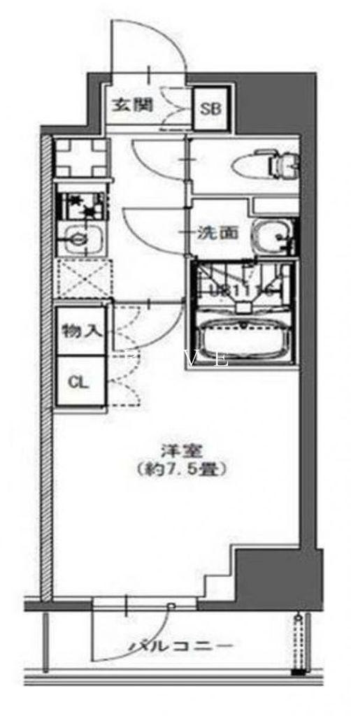 LA DOUCEUR東神田(1K/11階)の間取り写真