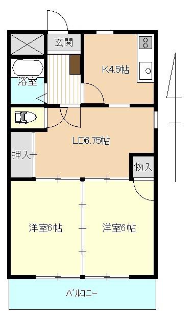 群馬ブロック会館(2LDK/2階)の間取り写真
